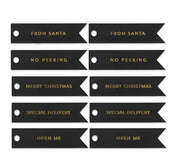 Xmas Gold Flag Tags on Black