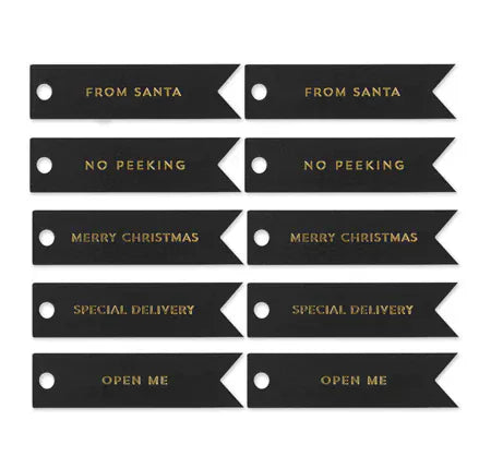 Xmas Gold Flag Tags on Black