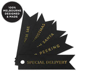Xmas Gold Flag Tags on Black