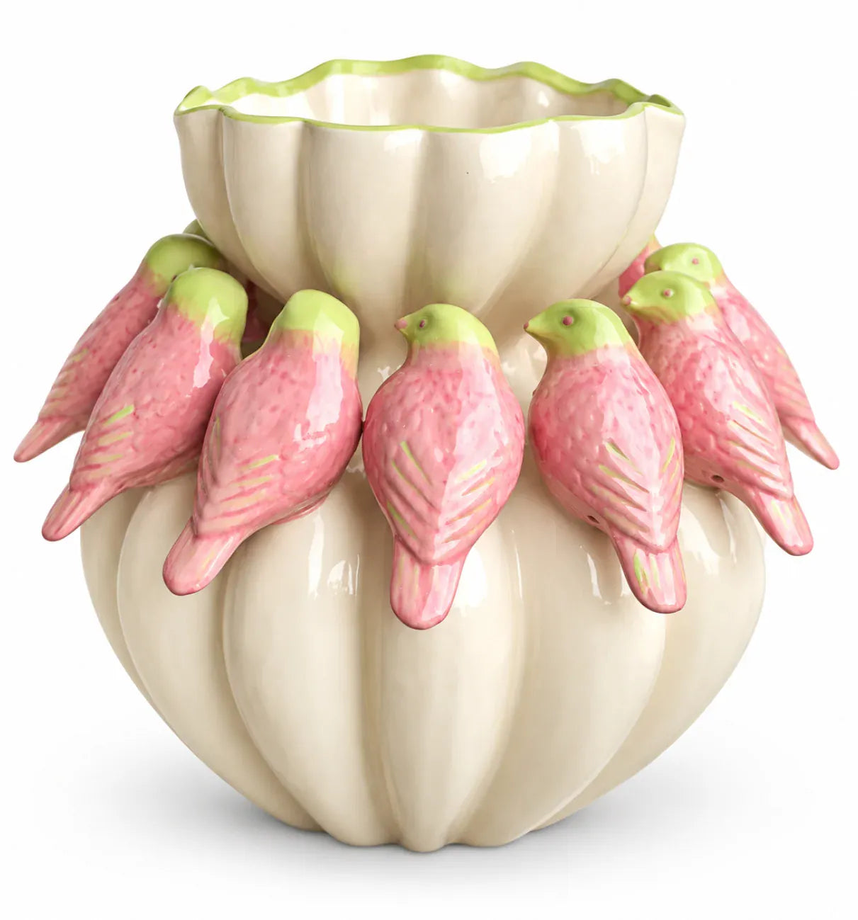 Pink + Green Large Bird Vase