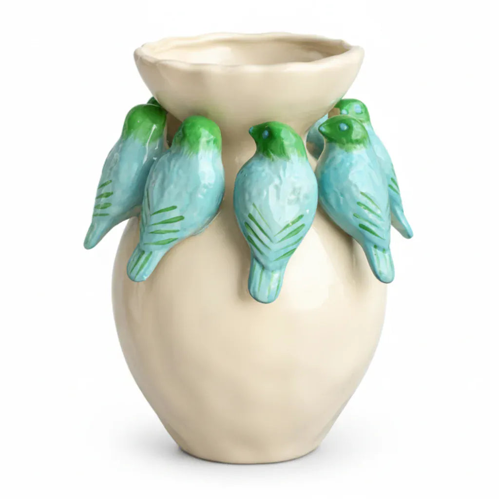 Blue and Green Bird Vase