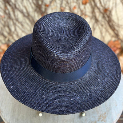 Navy Milan Straw Hat