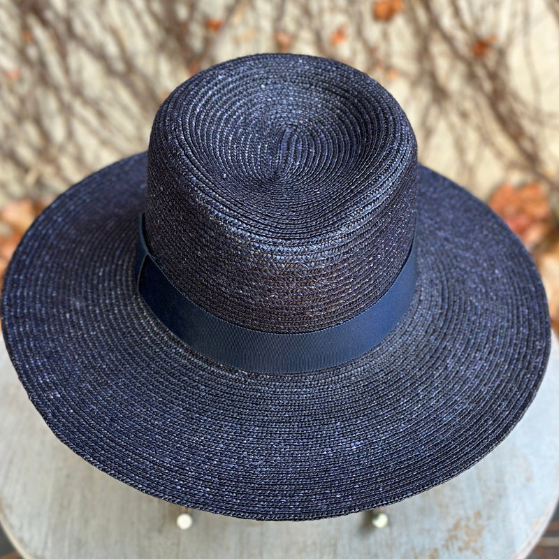 Navy Milan Straw Hat