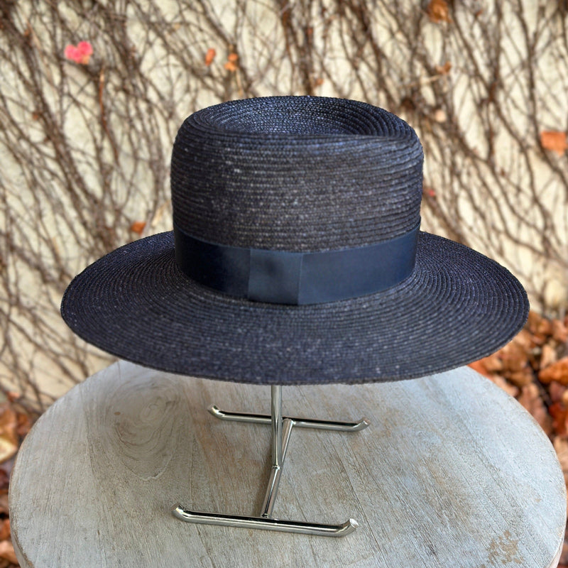 Navy Milan Straw Hat