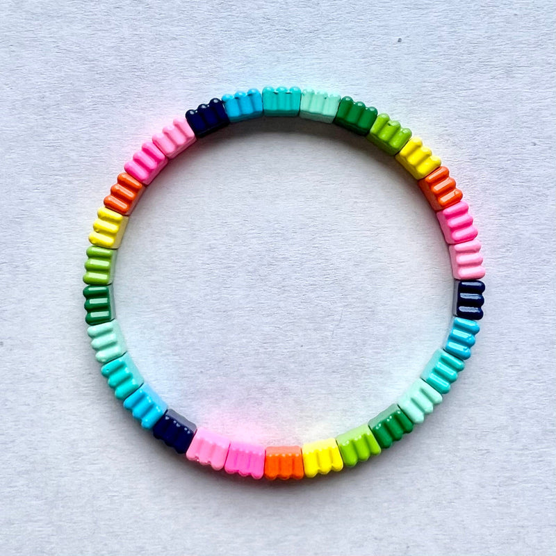 Silver Enamel Bracelet - Rainbow