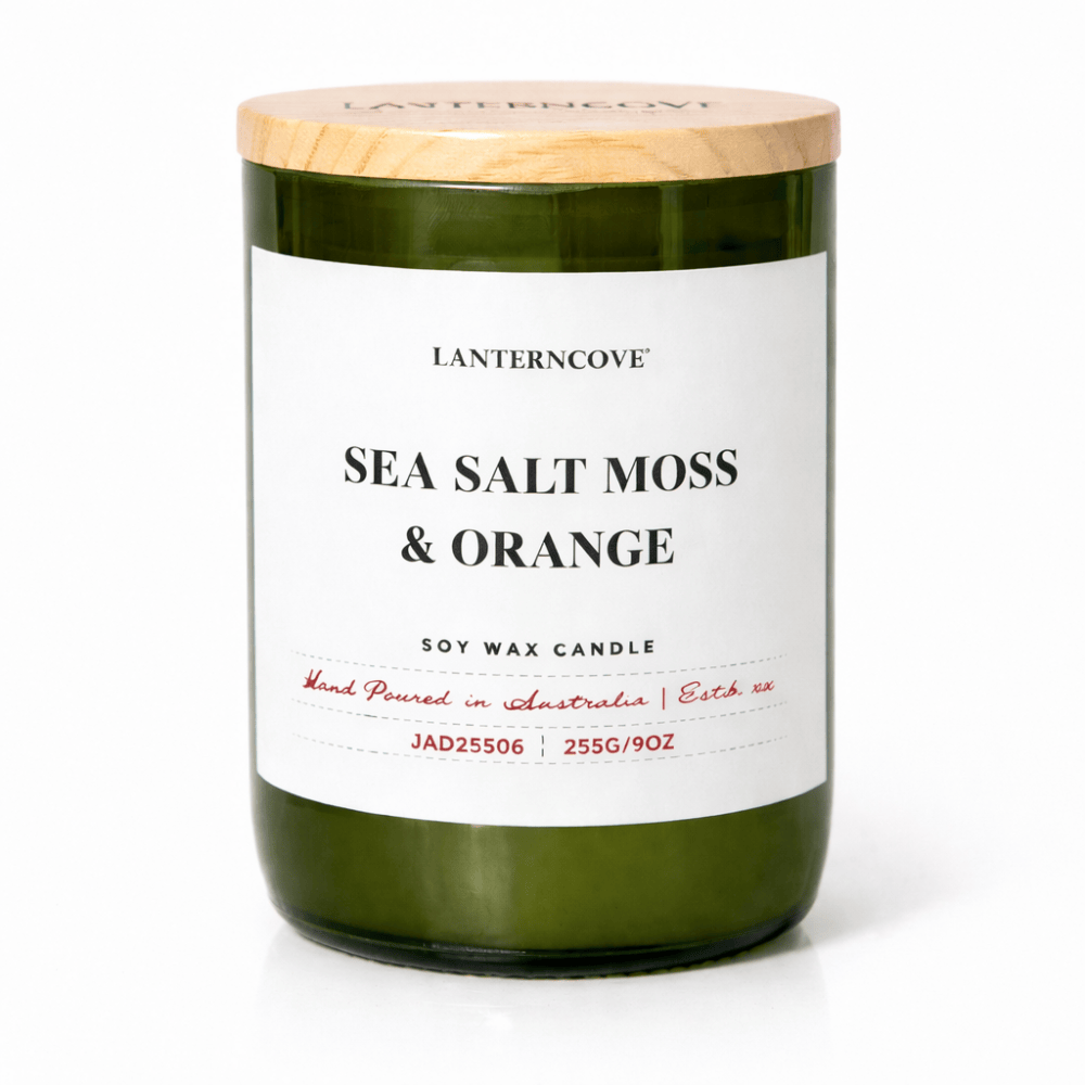 Jade 9oz Glass Candle | Sea Salt Moss + Orange