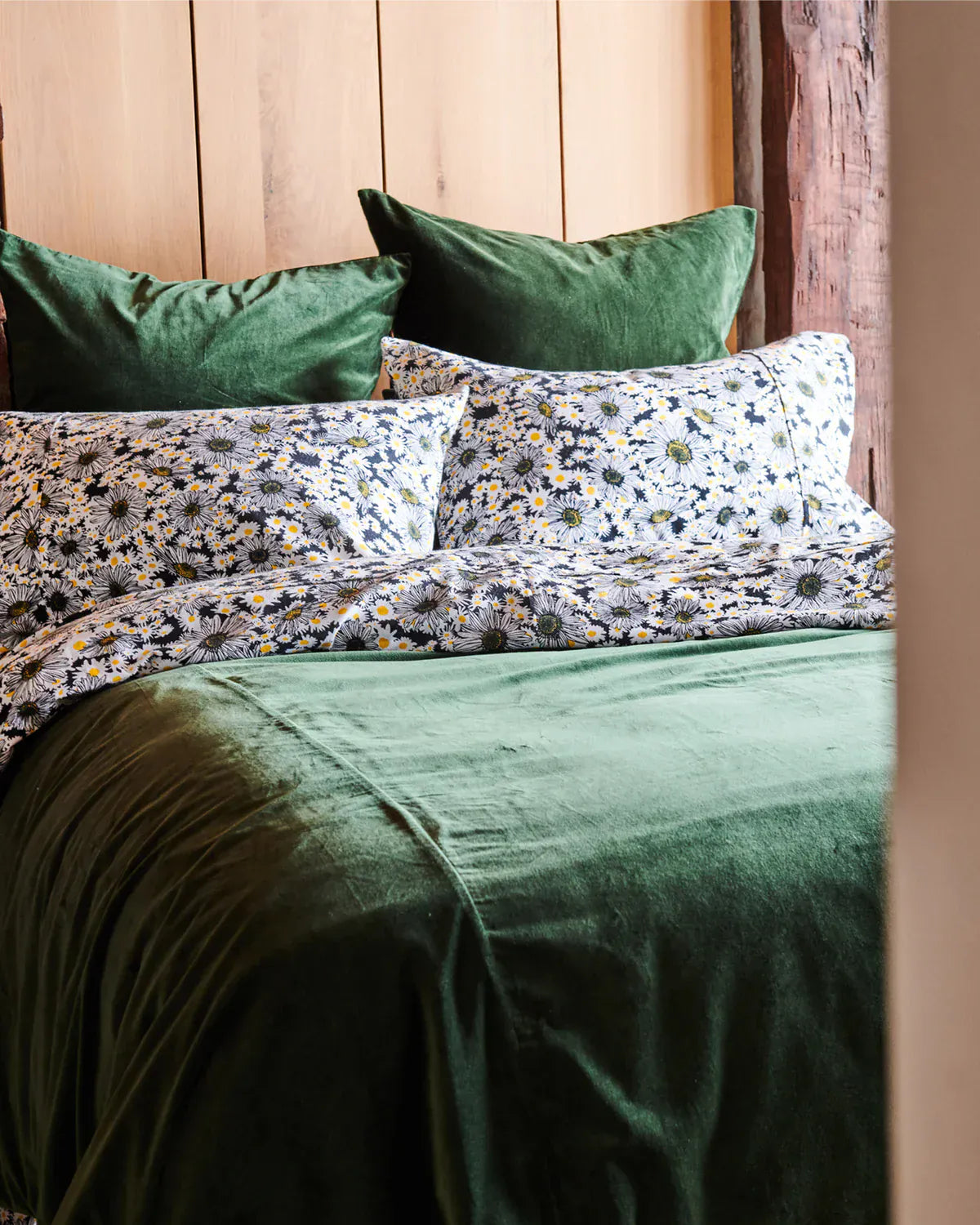 Kombu Green Velvet European Pillowcases | Set of 2
