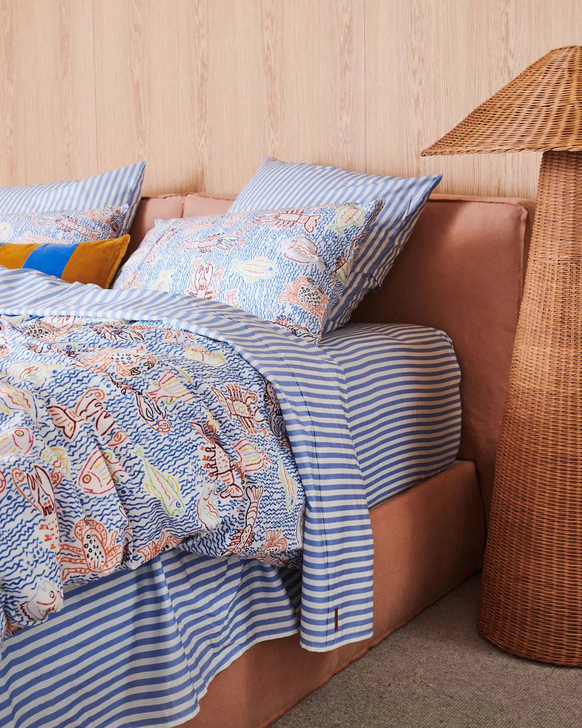 Seaside Stripe Organic Cotton Fitted Sheet | Queen