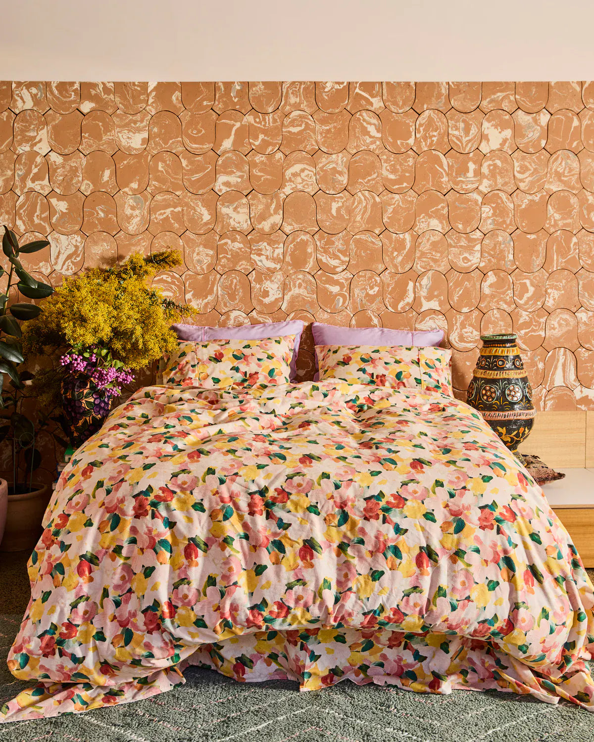 Flourish Flannelette Flat Sheet | Queen