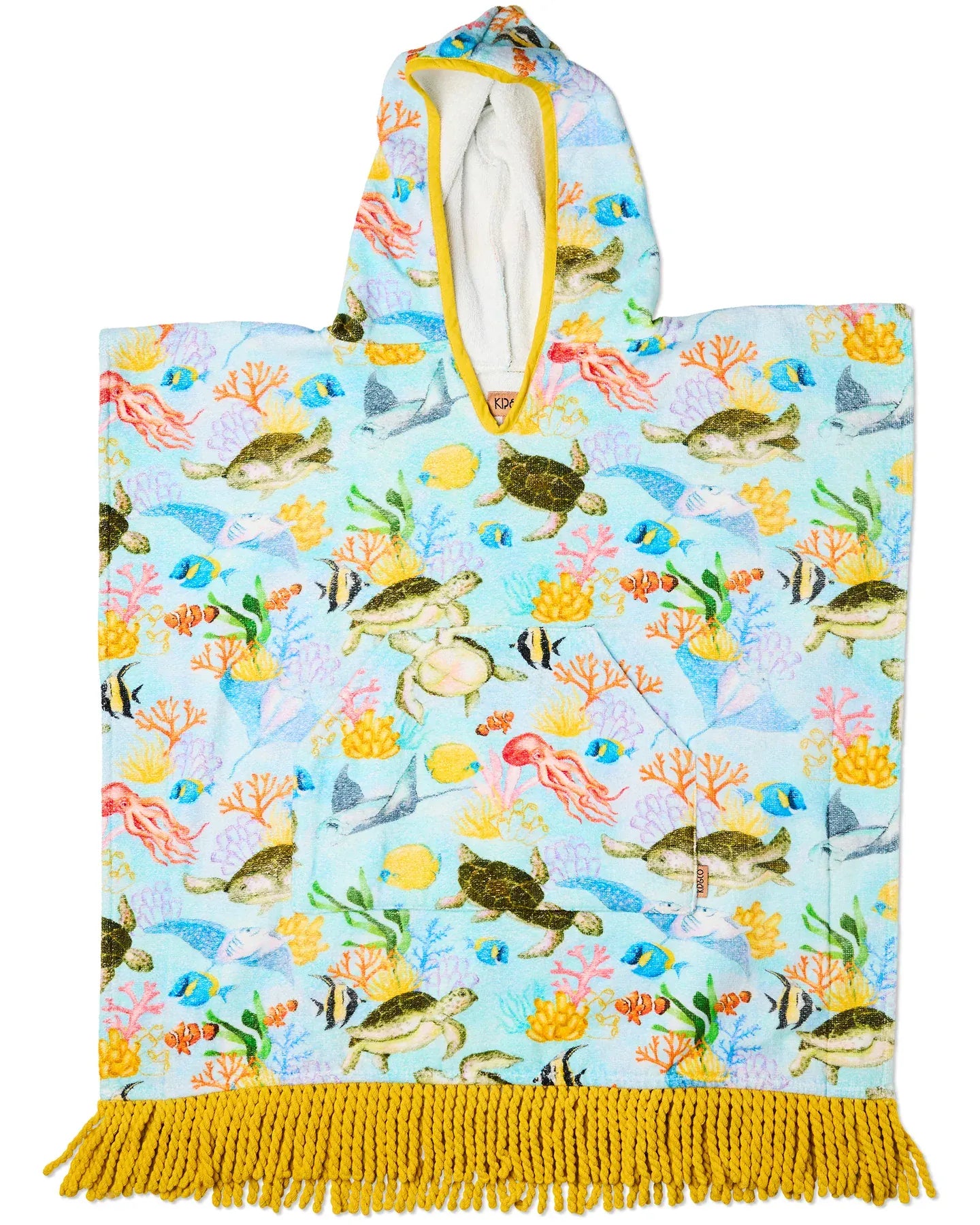 Reef Life Printed Kids Terry Poncho Large