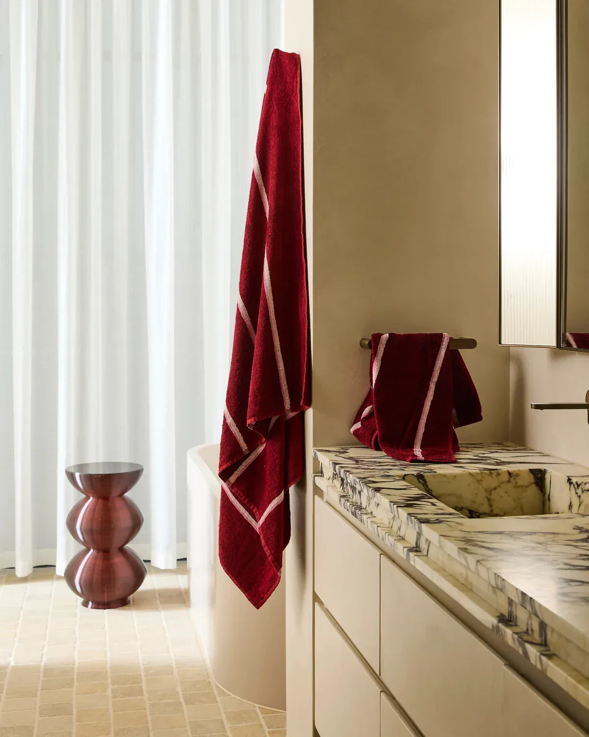 Ruby Rose Stripe Bamboo Terry Bath Towel