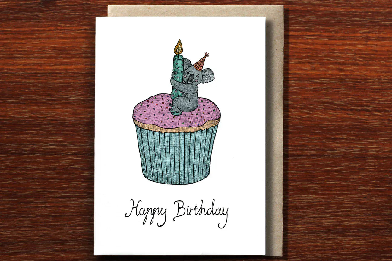 Birthday Card | Koala Cupcake