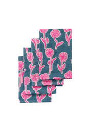 Poppies Napkins White Linen | Set of 4