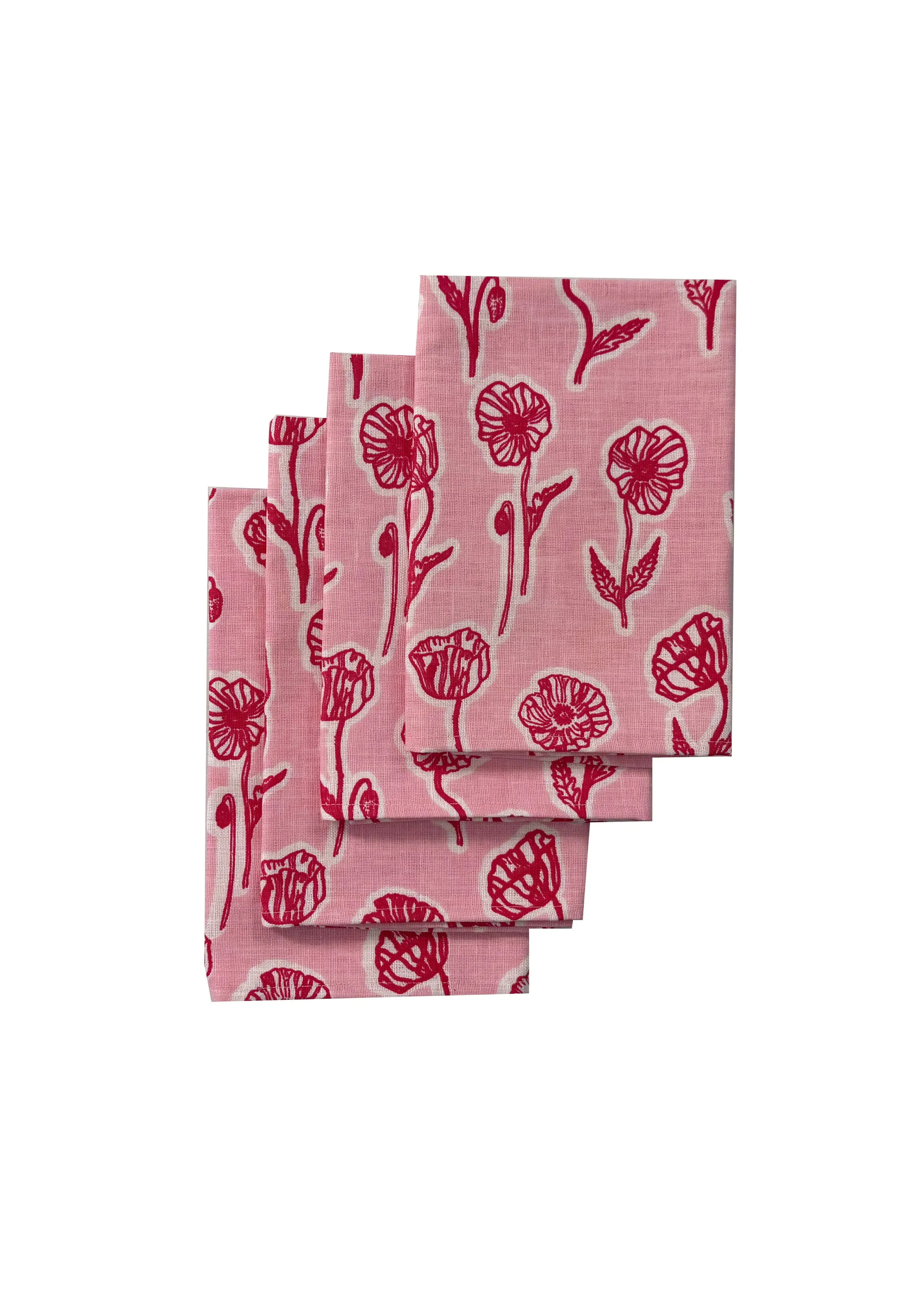 Poppies Napkins White Linen | Set of 4