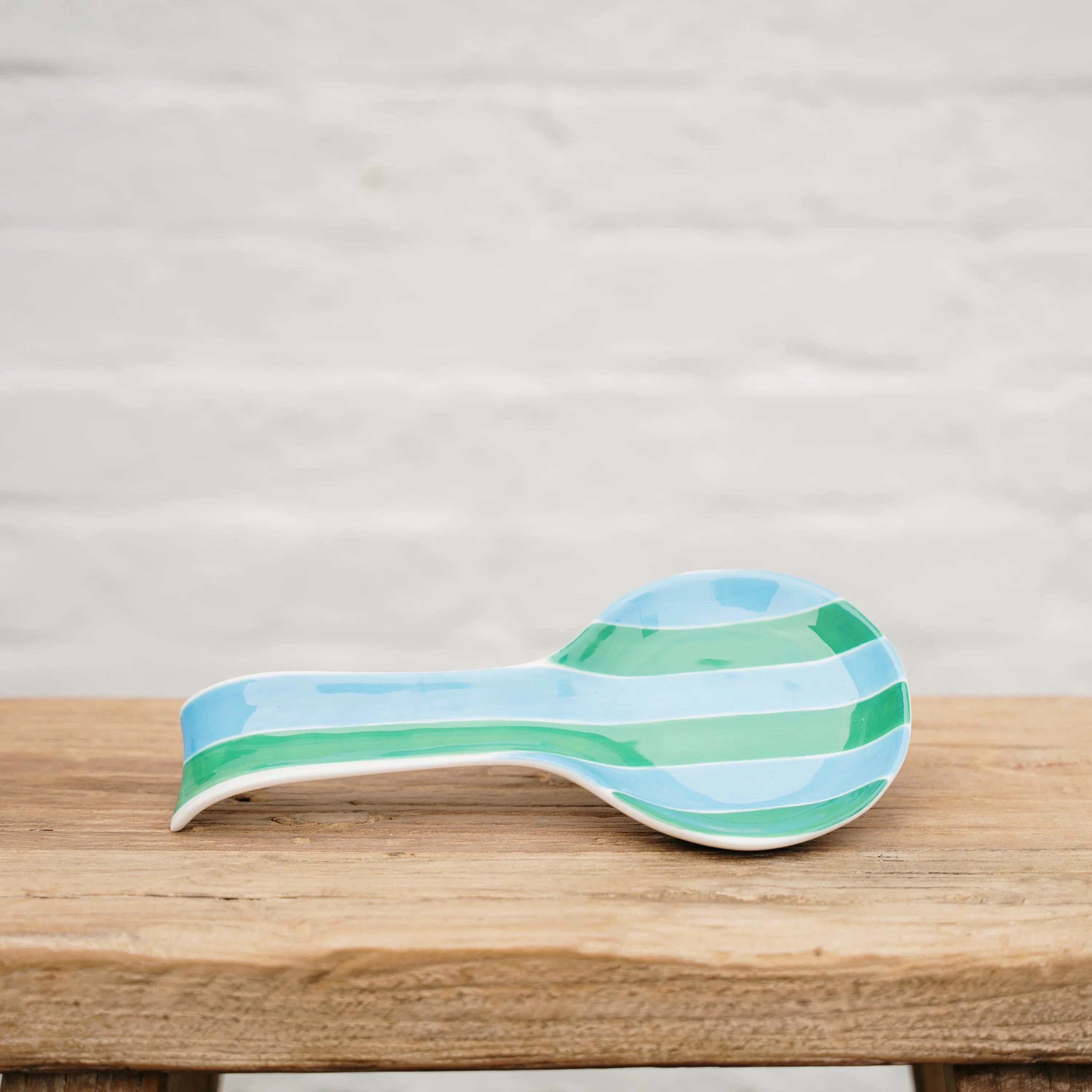 Spoon Rest | Green + Cornflower Stripe