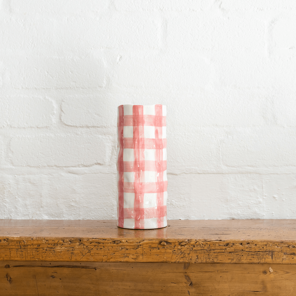 Medium Vase - Pink Gingham