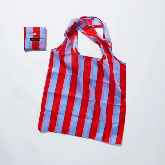 Red Blue Stripe Pocket Shopper