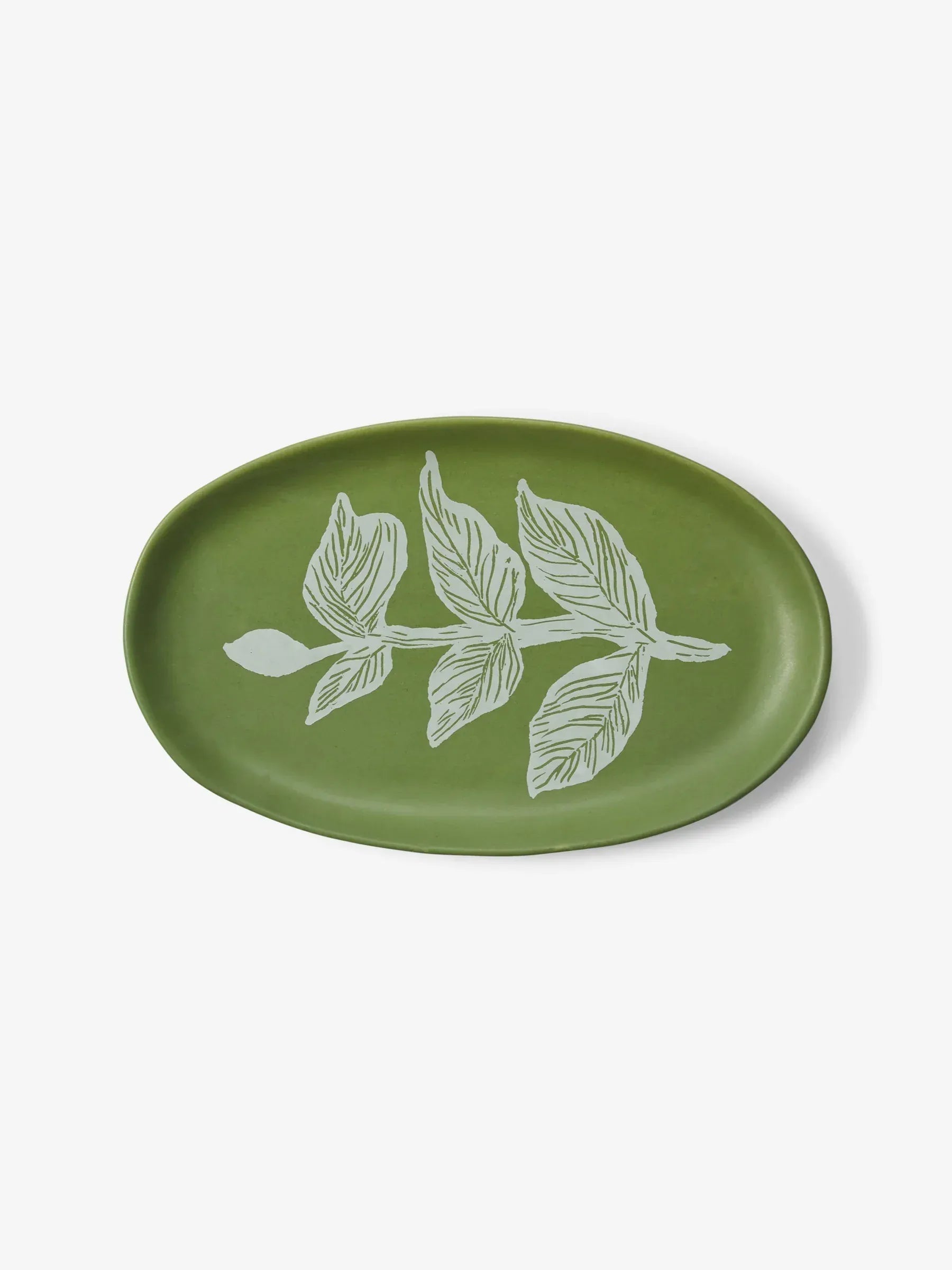 Vines Green Oval Plate