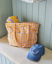 Kumquat Bloom Seersucker Quilted Bag