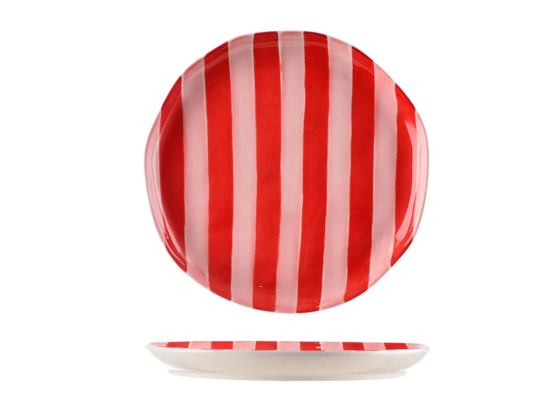 Pink & Red Stripe Dinner Plate | Single