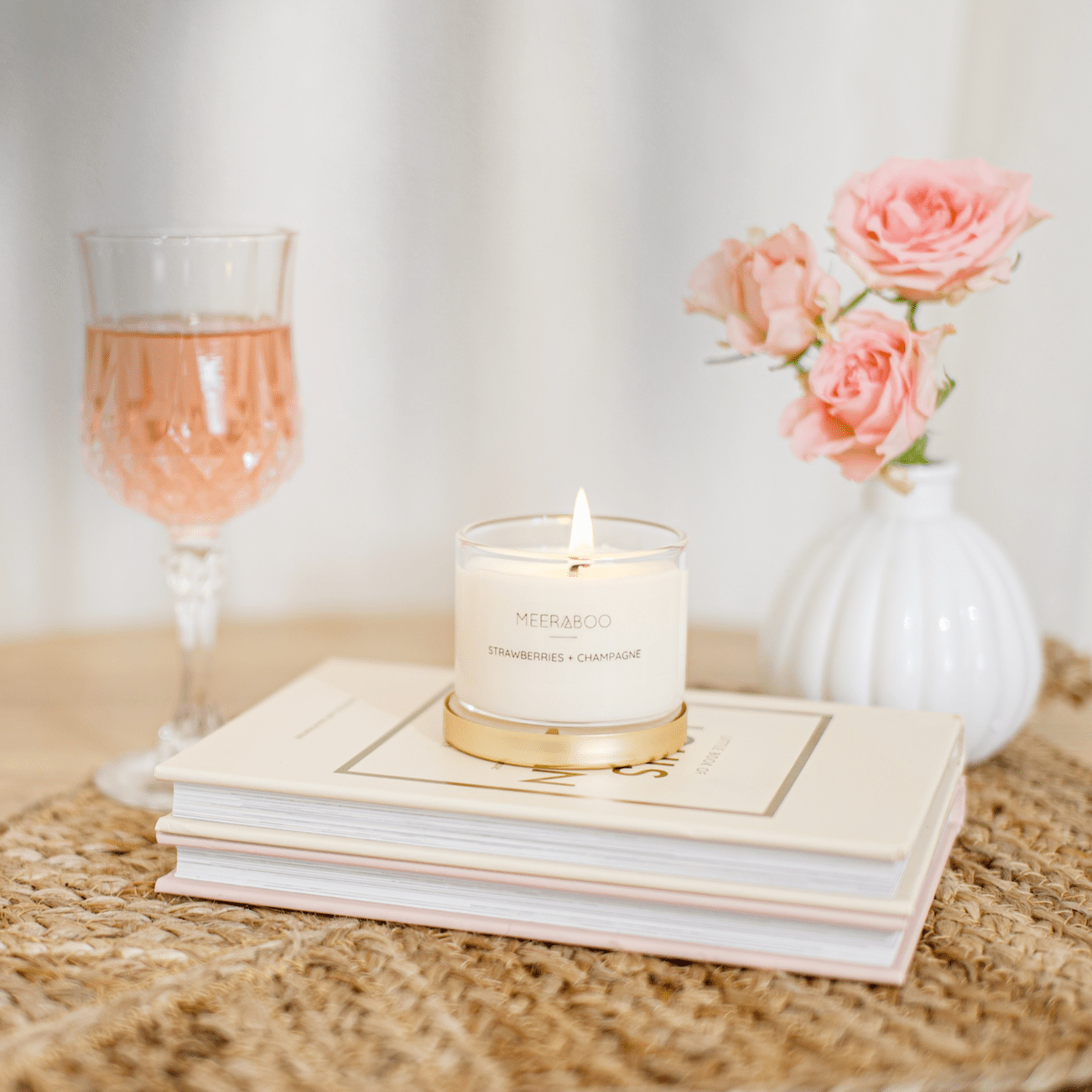 Mini Golden Lid Soy Candle - Strawberries + Champagne