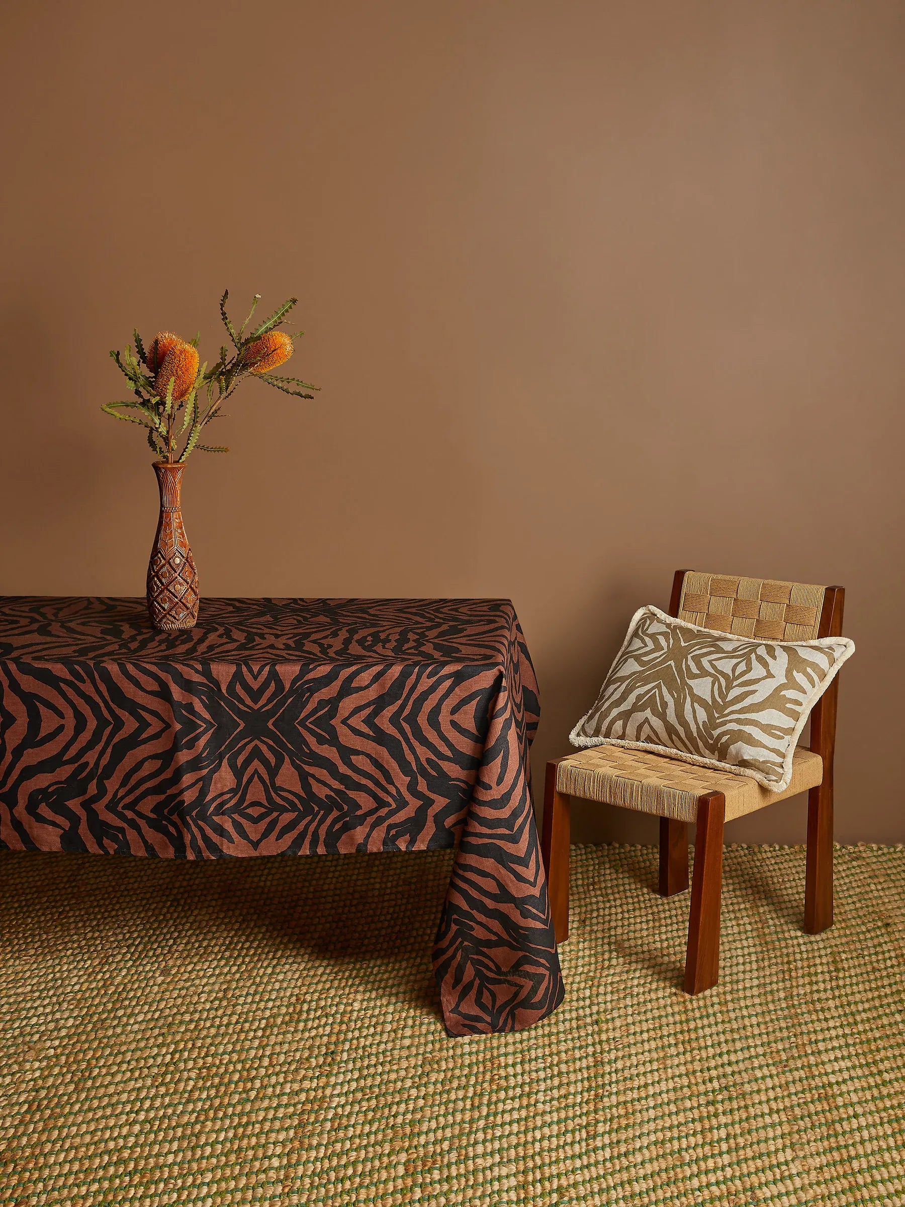Zebra Chocolate Tablecloth | Medium