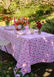 Poppies Tablecloth White Linen | Medium