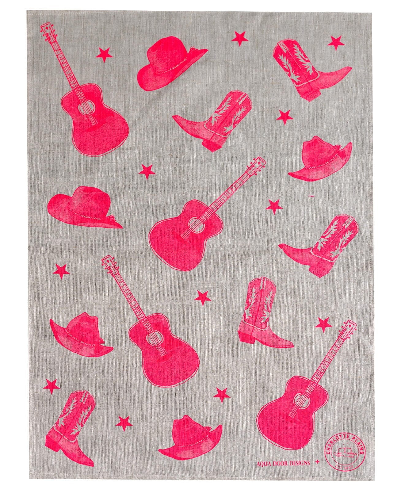 TeaTowel-Stars-Guitars-natural-linen-neonpink.jpg