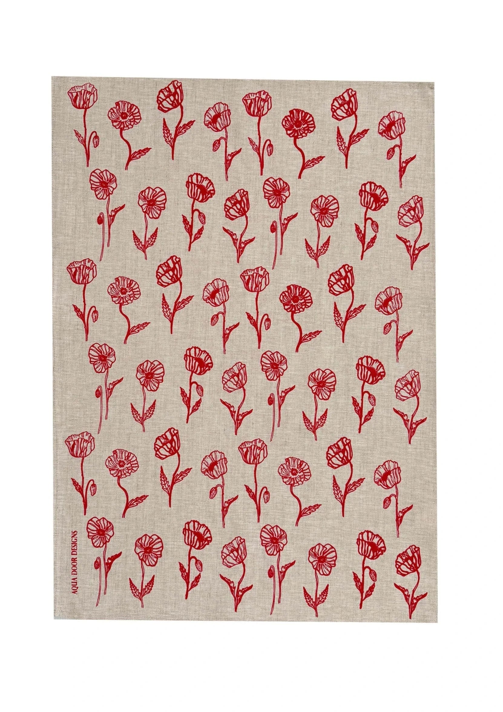 Poppies Tea Towel | Natural Linen