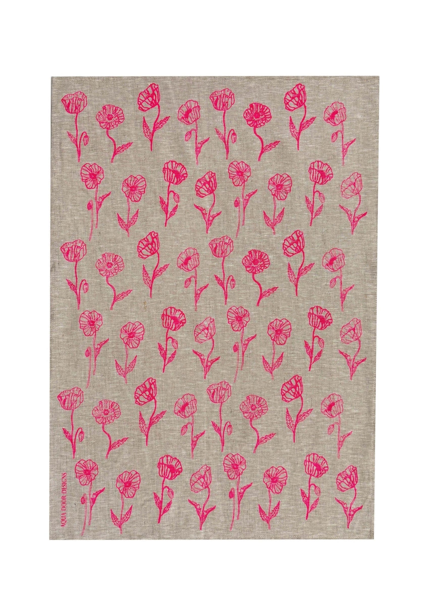 Poppies Tea Towel | Natural Linen