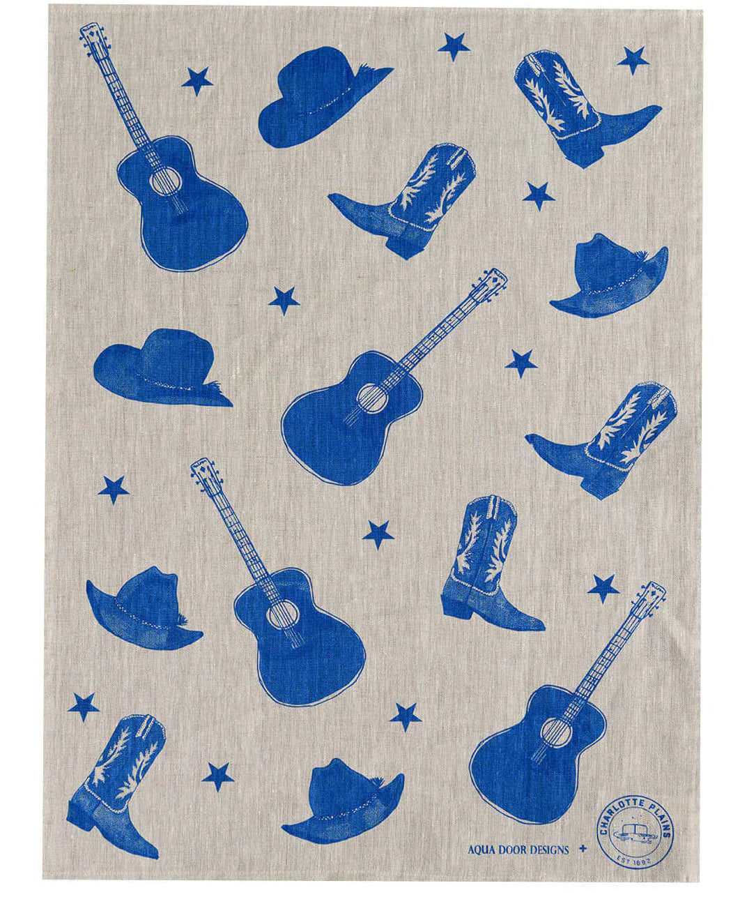TeaTowel-stars-guitars-cobalt-blue-natural-linen_jpg.webp