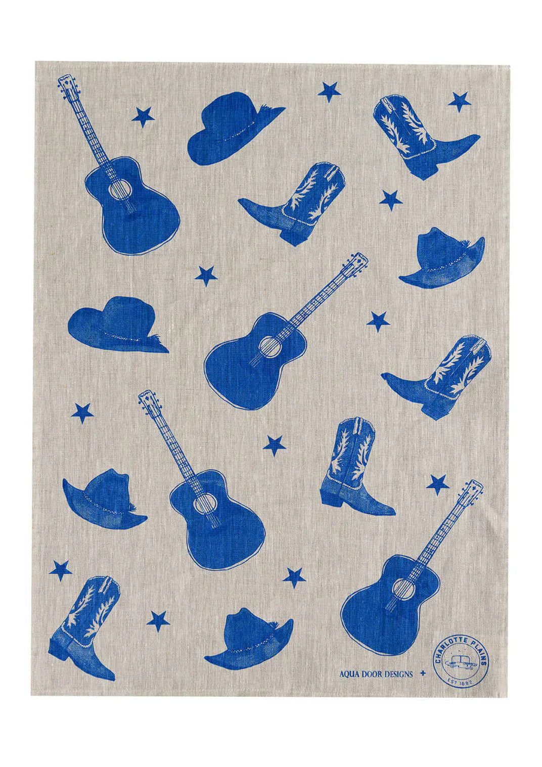 Stars + Guitars Tea Towel | Natural Linen