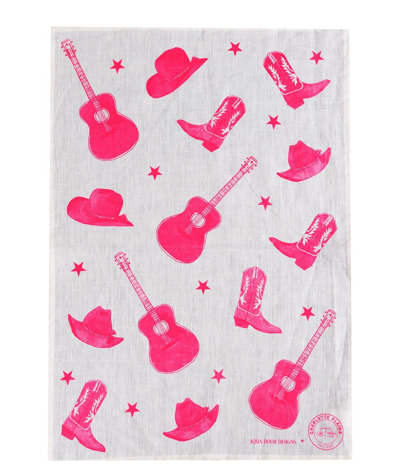 TeaTowel-stars-guitars-offwhite-linen-neonpink.jpg