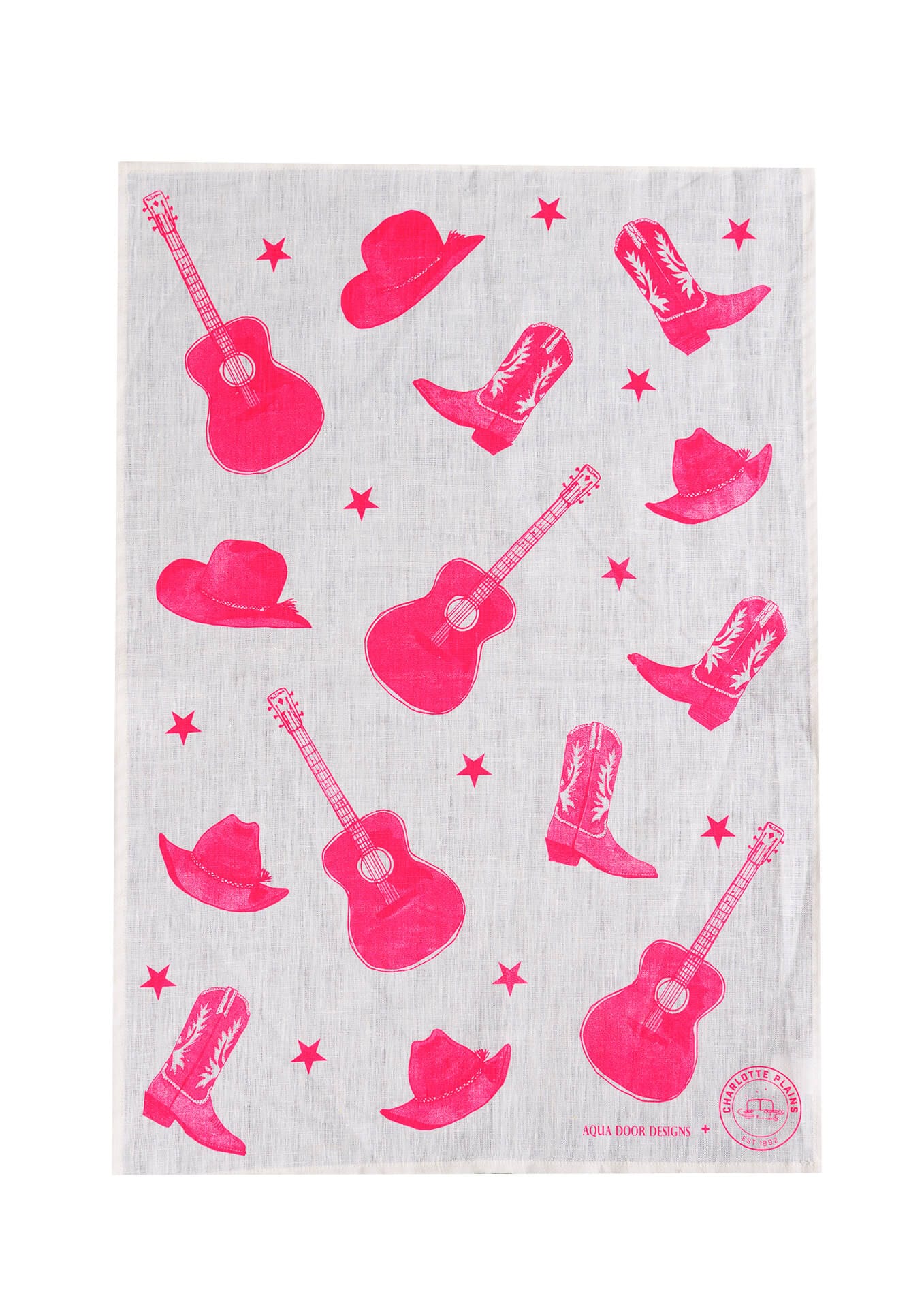 Stars + Guitars Tea Towel | Off-White Linen