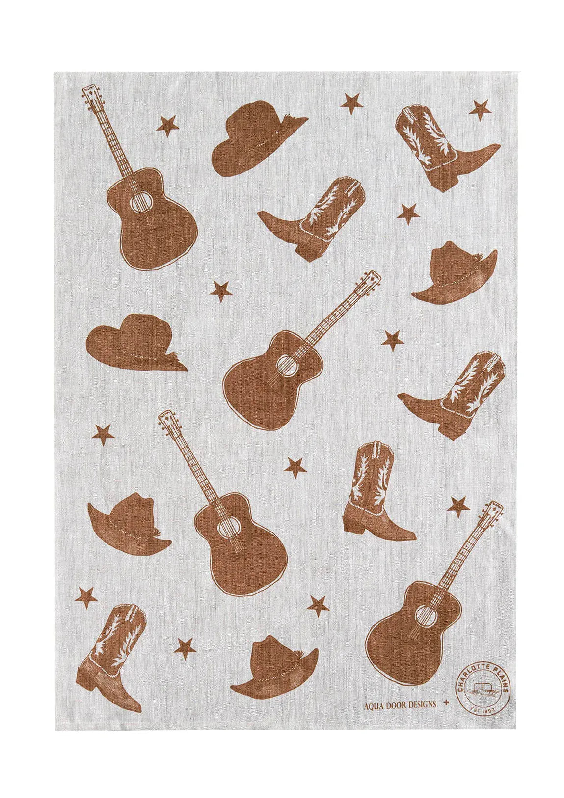 Stars + Guitars Tea Towel | Natural Linen