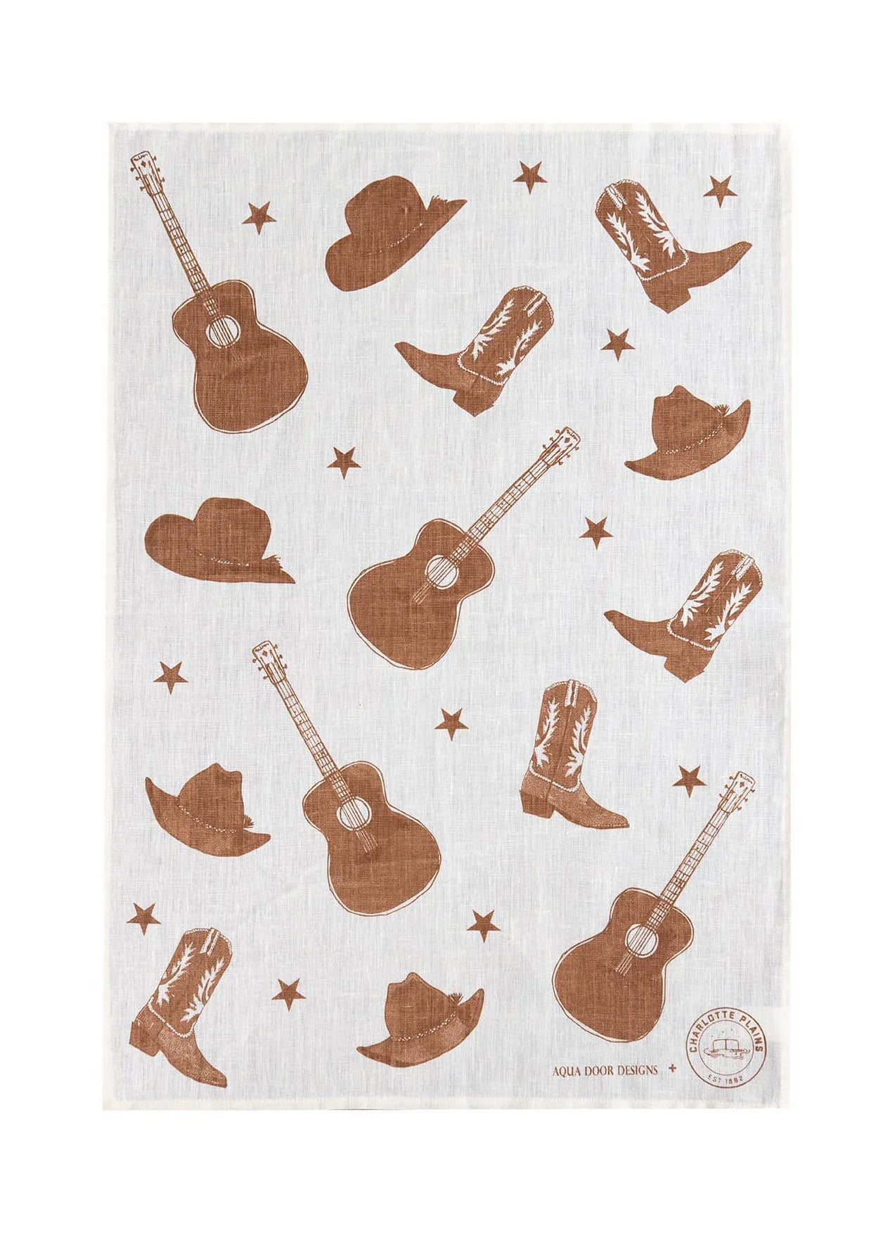 Stars + Guitars Tea Towel | Off-White Linen