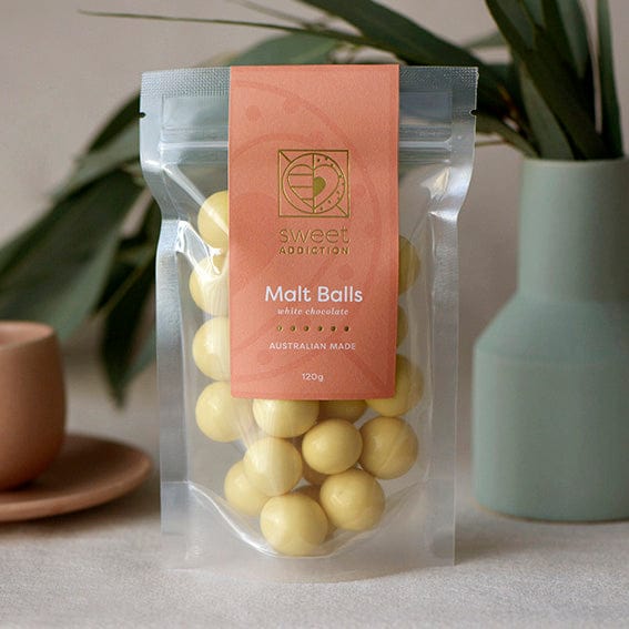 white milk chocolate malt balls