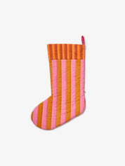 Stripe Tan Pink Christmas Stocking