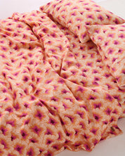 Hibiscus Peach Linen Fitted Sheet | Queen
