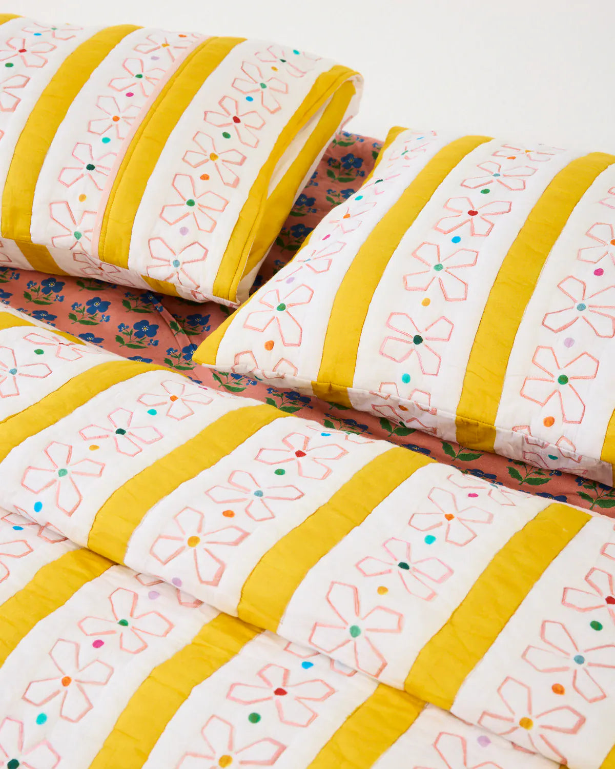 Kip&Co x AS DaisyChain Org Ctn Quilted Pillowcase 2P StdSet