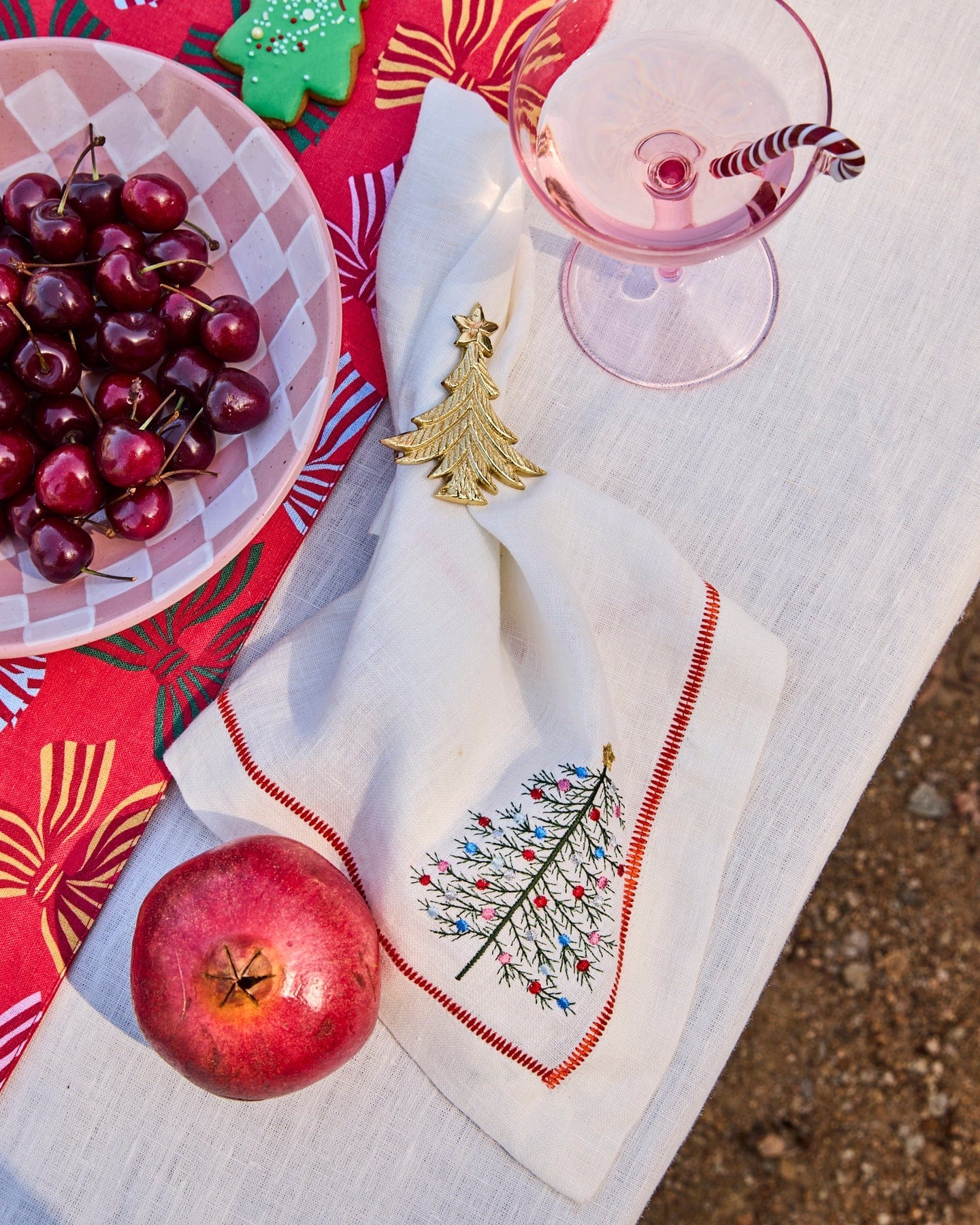 Oh Christmas Tree Brass Napkin Rings