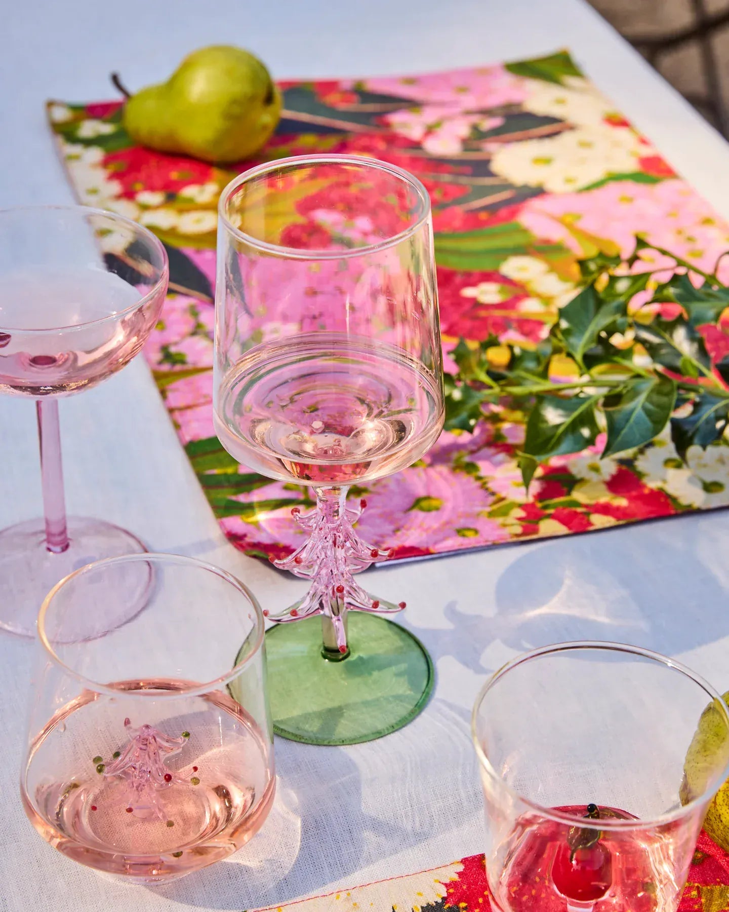 Tickled Pink Christmas Wine Glass | Set of 2