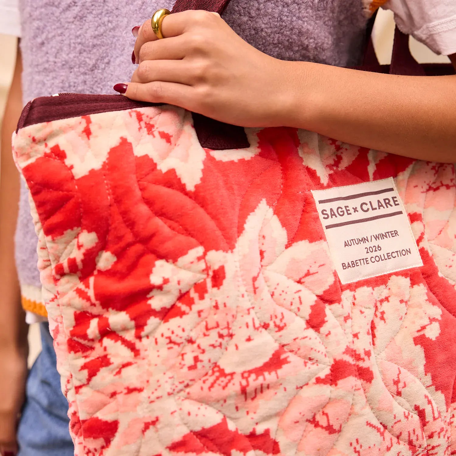 Hazel Velvet Tote Bag