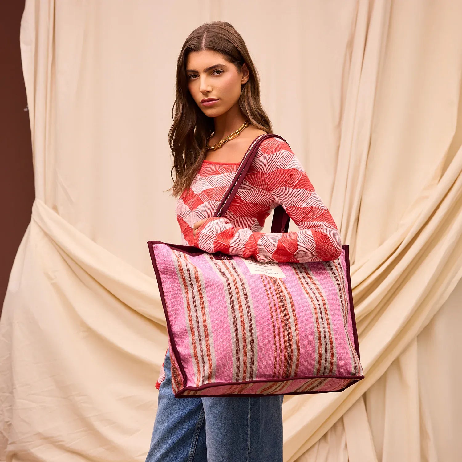 Nicolette Woven Tote Bag | Pansy