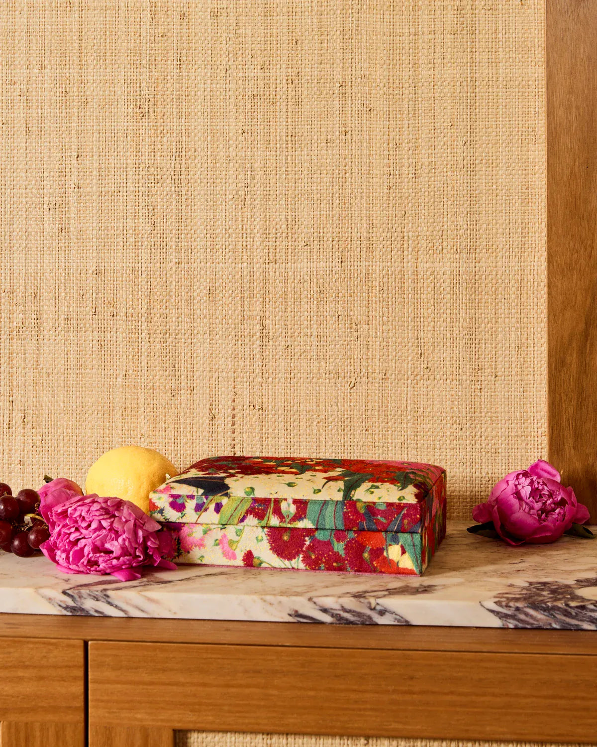Australian Bush Blossom Velvet Jewellery Box | Small