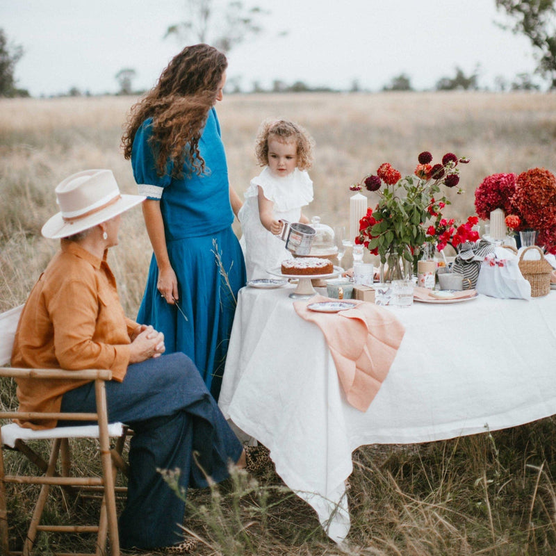 Brie White Linen Tablecloth - Grand Rectangle (6.4 x 1.8m)