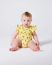 Sunflower Delight Organic Short Sleeve Frill Romper