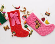 Rudolph Embroidered Velvet Stocking