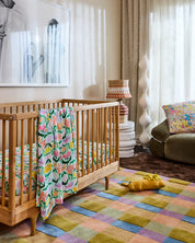 Popping Flowers Green Bamboo Swaddle