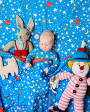 Stars And Moon Organic Cotton Quilted Cot Bedspread